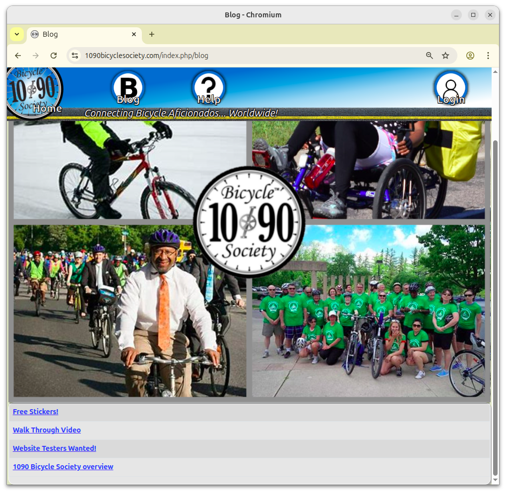 1090 Bicycle Society blog page with article listings